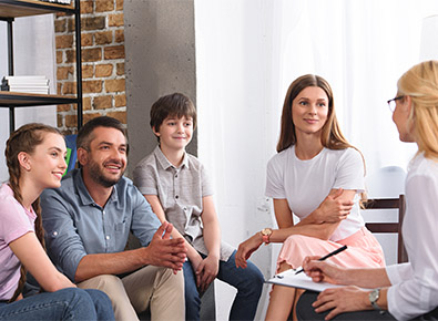 Family at family therapy