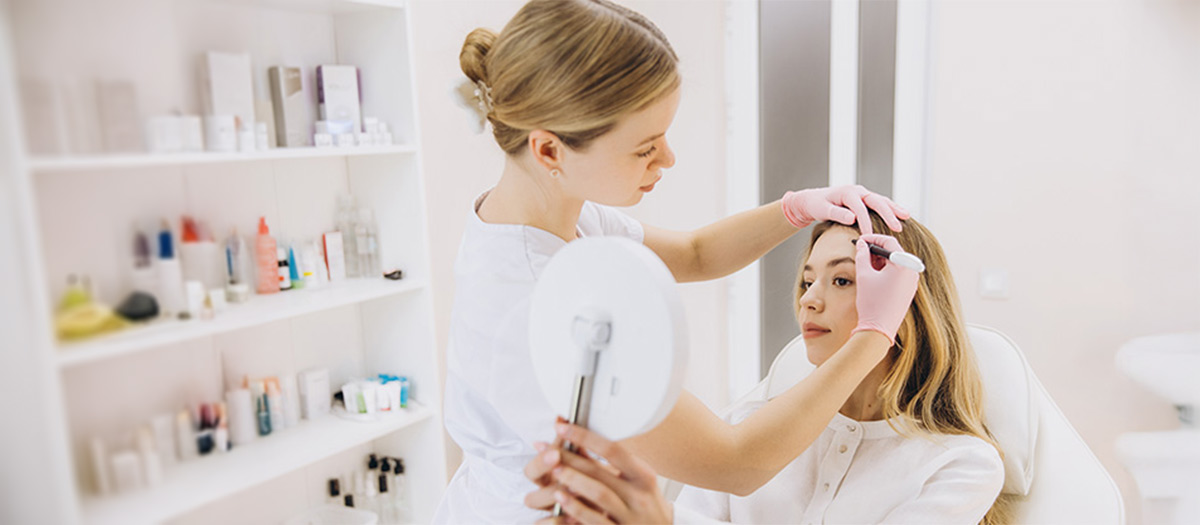 Woman getting a non surgical treatment